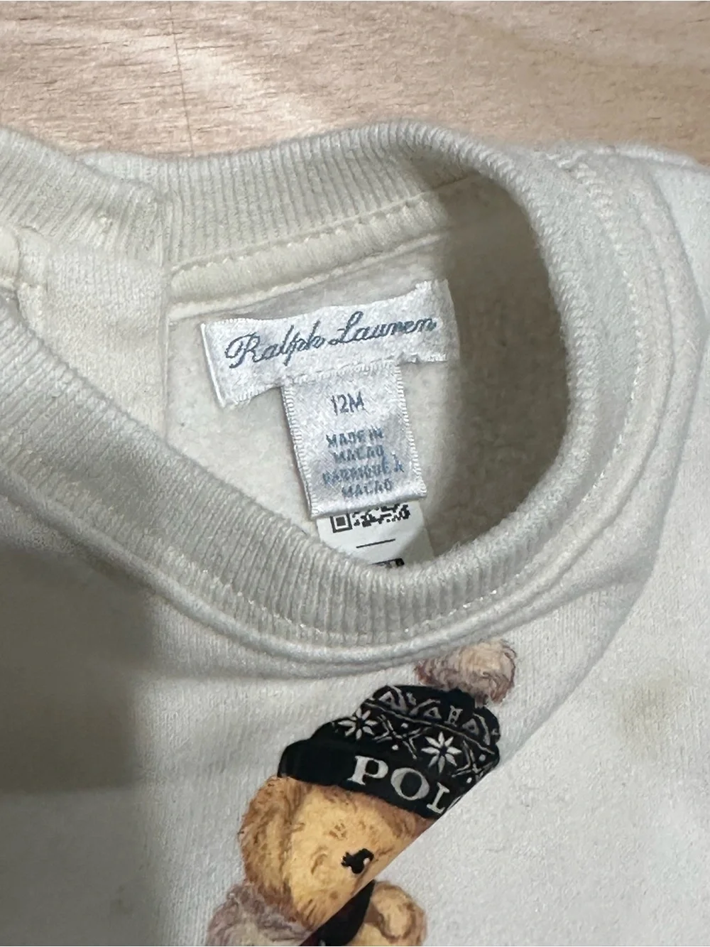 Ralph Lauren White Bear Graphic Peplum Top